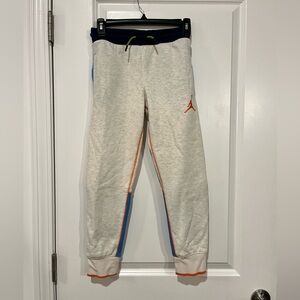 Jordan Kids Light Grey Sweatpants with Orange & Blue Accents